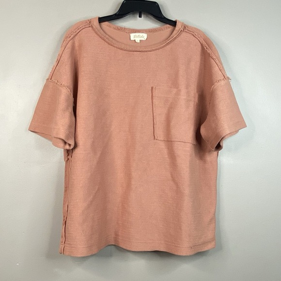 Listicle Tops - Listicle T-Shirt Top Texture Exposed Seam Knit Short‎ Sleeve Women Size M Boxy
